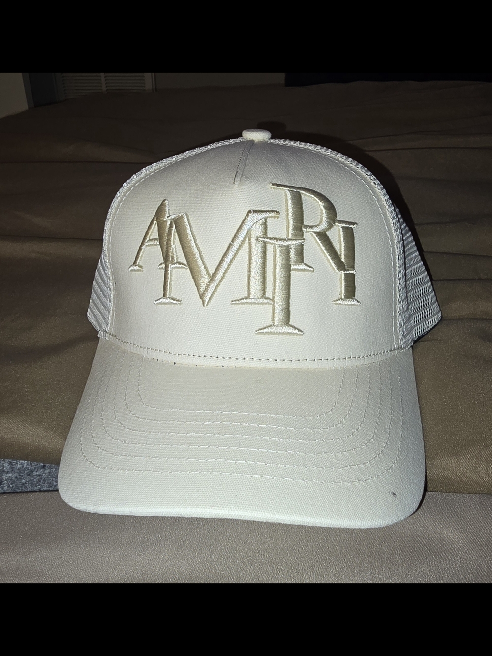 Monogram Cream Mesh-Back Trucker Hat